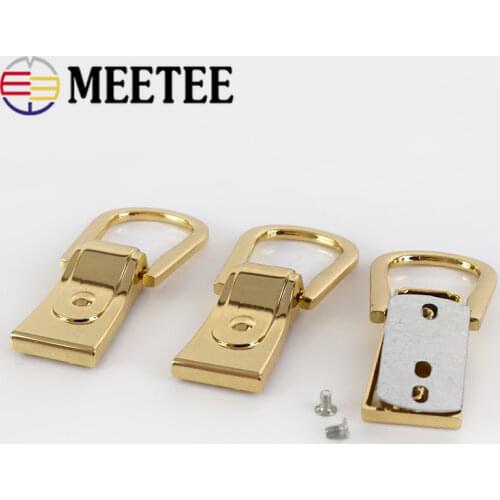 Meetee 2/6pcs D Ring Hook Buckle Bag Side Hook DIY Sewing Metal Screws Clasp for Bag Strap Hang Buckle Accessories BF217