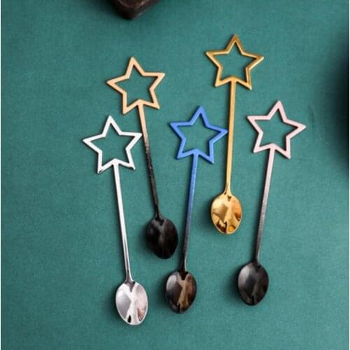 Cute Stainless Steel Five-pointed Star Pentagram Coffee Stirring Spoon Teaspoon Tea Spoon Dessert Scoop Tableware Flatware