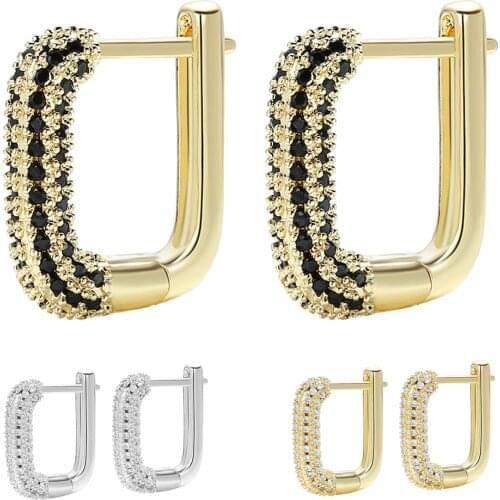 Fashion One Pair Hoop Earring Women Micro Pave Zircon Jewelry Gold Silver Color Geometric Hoops Small Earring For women Gift