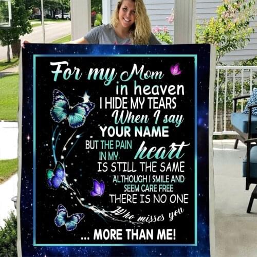 To My Mom In Heaven Butterflies Soft Throw Plush Sherpa Fleece Blanket
