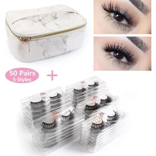 20/30/40/50pcs Natural Lashes Wholesale Mink Eyelashes with Cosmetic Bag In Bulk False Eyelashes Extensions cilios maquiagem