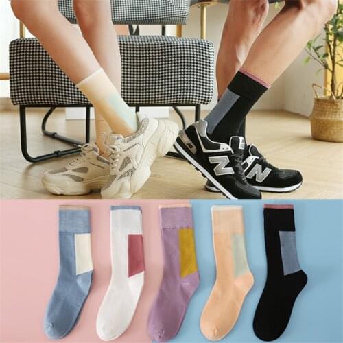 Fashion Korean Couple Socks Autumn Winter Patchwork Cotton Sock Women And Men 1 Pair Comfortable All Match Sock New Wholesale