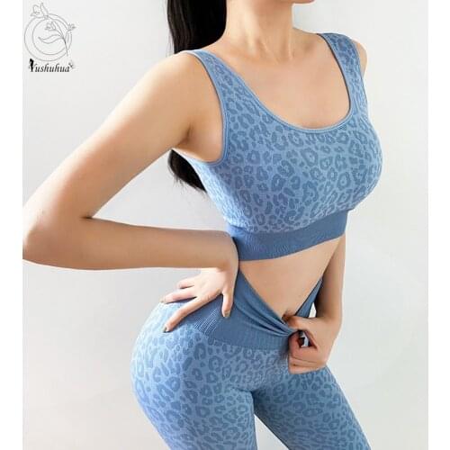 2021 New Seamless Yoga Set Women 2pcs Piece Crop Top Bra High Waist Leggings Sportsuit Workout Outfit Sport Gym Wear Clothes