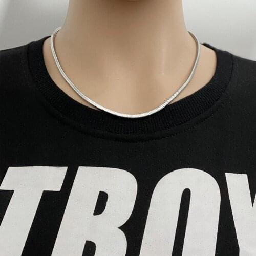 Titanium steel necklace mens stainless steel jewelry fashion simple style square snake chain hot sale