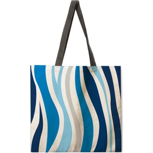 Blue zebra print bag casual handbag lady shoulder bag fashion beach bag foldable shopping bag