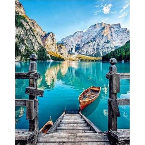 Frame Lake Diy Painting By Numbers Kit Handpainted Oil Painting Wall Art Picture By Numbers for Living Room Home Decor 40X50CM