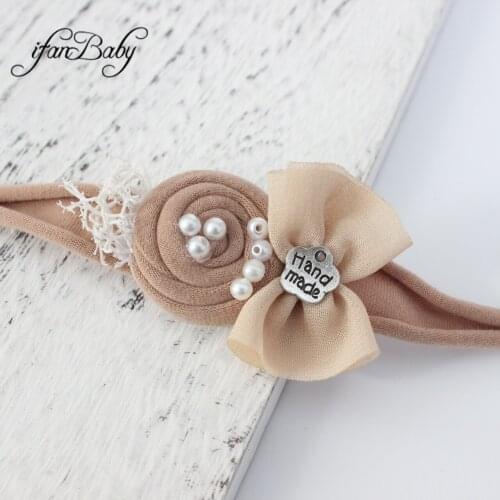 Chic nylon flower headband burn fabric rolled flower headwear kids girl hair accessories