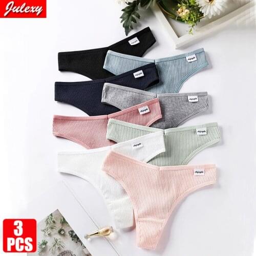 3PCS/Set G-string Panties Cotton Womens Underwear Sexy Panties Female Underpants Thong Solid Color Pantys Lingerie M-XL Design