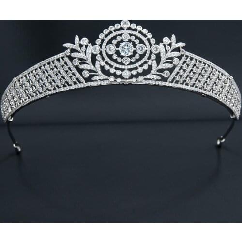 Cubic Zirconia Royal Replica Tiara for Wedding,Crystal Princess Tiaras Crown for Bride Hair Jewelry CH10357