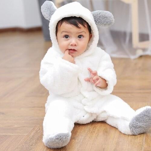Thicken Baby Newborn Hooded Jumpsuit Spring Autumn Winter Outdoor Crawling Suit Unisex Soft Warm Breathable Kids Clothing