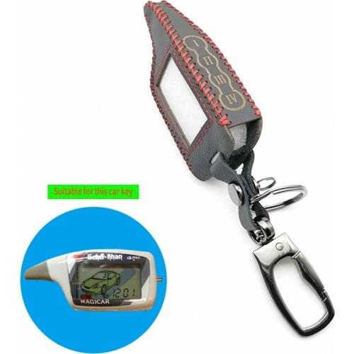 High quality leather key cover alarm box For Scher-5 6 LCD Remote Control Only fit Scher Khan Magicar khan Magicar M5 Car wallet