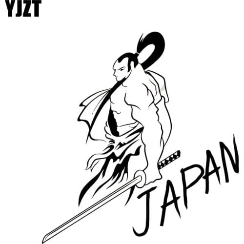YJZT 13.1*14.1CM Covering The Body Cool Fashion Japan Samurai Warrior Soldier Car Sticker Black/Silver Vinyl C21-0038
