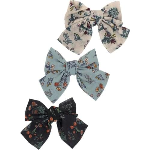 Furling Girl 1PC Vintage Floral print Bow Hairpin Women Hair Clips Fishion Barrettes Accessories Ornaments Headdress