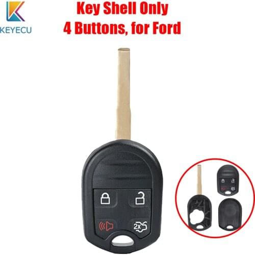 Keyecu Replacement Remote Auto Car Key Shell Case Cover 4 Buttons for Ford C-Max Escape Focus Fiesta Transit Connect,HU101 Blade