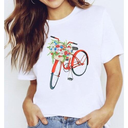 Ladies Female Tee T-Shirt T-shirts Top for Women 90s Bike Fashion Trend Style Cute Casual Clothing Print Lady Graphic T Shirt
