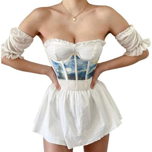 Women Girdle Decoration Shaper Retro Art Printed Bouquet Waist Elastic Band Design Fashion Streetwear Summer Clothing