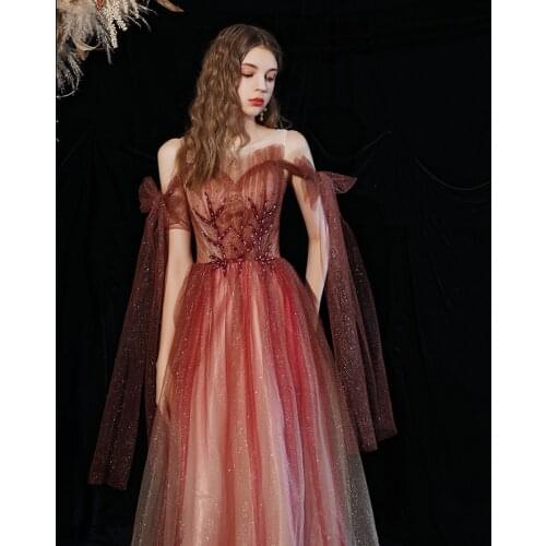 Womens Elegant party dress Formal Dresses Party dress Net yarn Female host clothes Summer elegant Christening dress