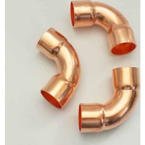 1/2" 3/4" 1" 12.7 16 19 22 25.4 28.6mm ID 99.9% Copper End Feed Long Radius 90 Degree Elbow Fitting Coupler For Air Condition