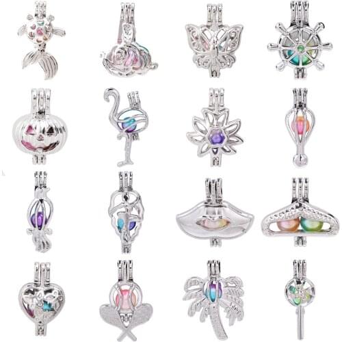 1pc Rudder Balloon Pumpkin Head Flower Butterfly Bird Pearl Cage Pendant Bead Cage Essential Oil Diffuser Lockets Jewelry Making