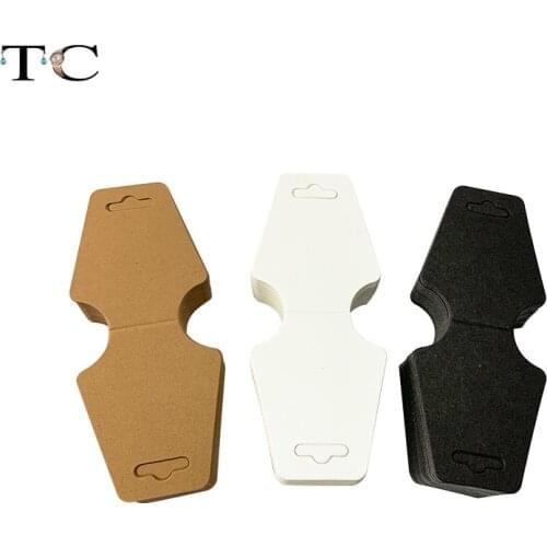 100Pcs/lot Necklace Packing Card DIY Double Fold Kraft Paper Tags Rectangle Gift Card Rubber Band Label Blank Tags 3 Colors