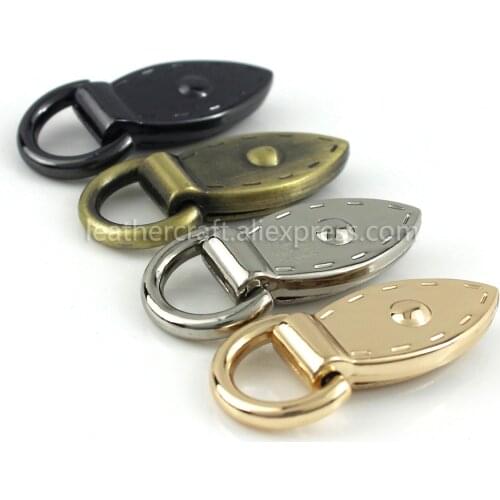2pcs Metal Leaf Shape Bag Anchor D-ring Bag Connector Anchor Buckles With Screws Hanger hooks Bags Belts Strap Leather Craft