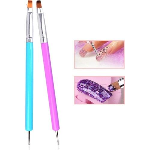 2-Ways Nail Art Design Acrylic Brush Pen Drawing Painting Dotting UV Gel Salon DIY Nail Tools