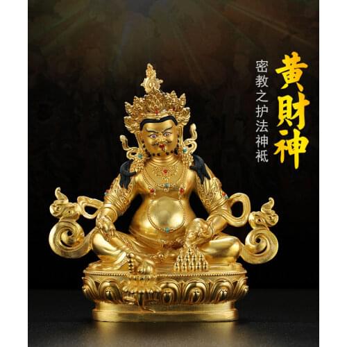 2021 GOOD Buddhism Greco-Buddhist efficacious Omnipotent God gilding Yellow Jambhala fortune Mammon God Buddha brass statue
