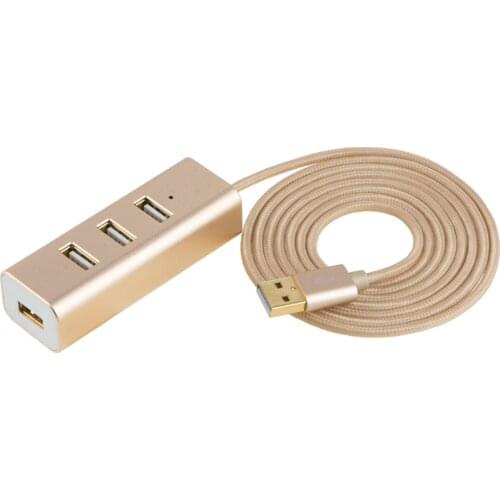 4-port USB 2.0 Hub with long USB extension cable cord for Windows PC, Mac, Surface Pro, Laptop, Printer