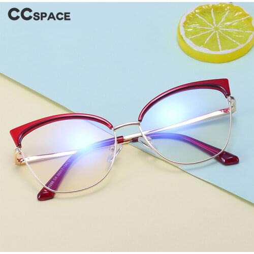 48327 Cat Eye Anti Blue Light Optical Metal Glasses Frames Women Tr90 Fashion Computer Eyeglasses