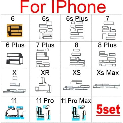 5set For iphone 11 Pro X XS Max XR 6s 7 8 Plus Mainboard inline Seat FPC Foam Mainboard Shield Heat Radiation Insulation Sticker