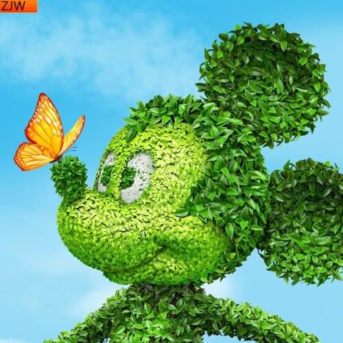 Disney DIY Diamond Embroidery Cartoon Butterfly Mickey Mouse Butterfly Green Leaf Diamond Painting 5D DIY Diamond Mosaic Square