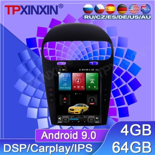 64G For Fiat Freemont Dodge Journey Android 9 Car Tape Recorder Multimedia Player GPS Navigation Tesla 10.4'' Vertical Screen