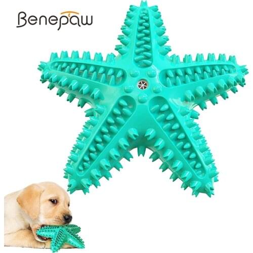 Benepaw Durable Dog Chew Toys For Aggressive Chewers Rubber Squeaky Pet Toys Toothbrush For Small Medium Big Dogs Puppy Teething