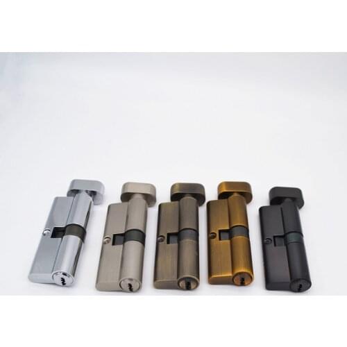 70mm Black Chrome Plated Brass Door Lock Cylinder With 3 Brass Computer Keys Anti-theft Home Security Cylinder With Knobs