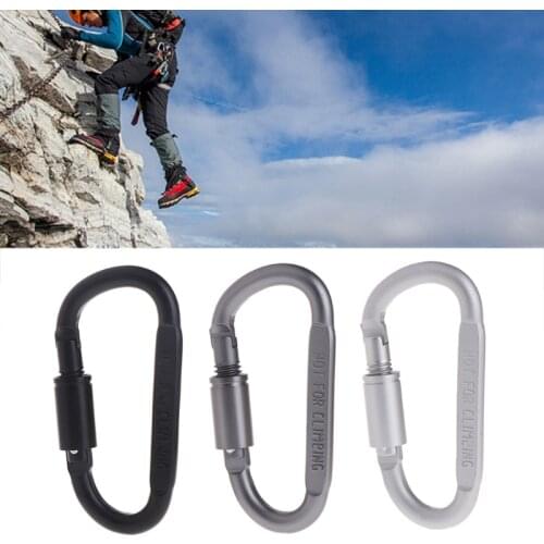 D Shaped Camping Carabiner Aluminum Alloy Locking Hook Ring Key Climbing Tools