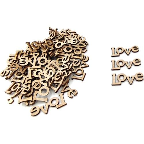 20pcs Wooden Love Sign Unfinished Wood Cutouts Wood Shapes for DIY Craft Wedding Birthday Party Favors Centerpieces