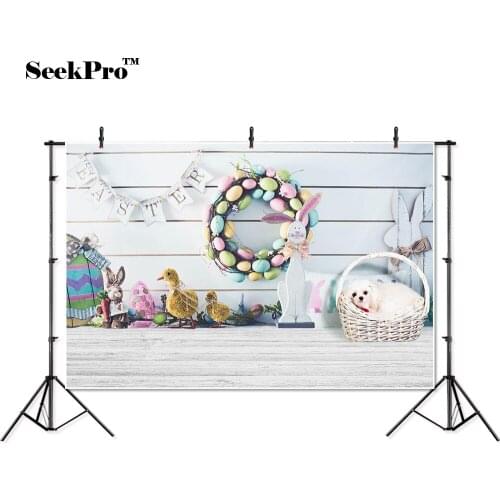 Thin vinyl happy Easter eggs rabbit flag baby children photo Background Printed Professional indoor Photographic studio Backdrop