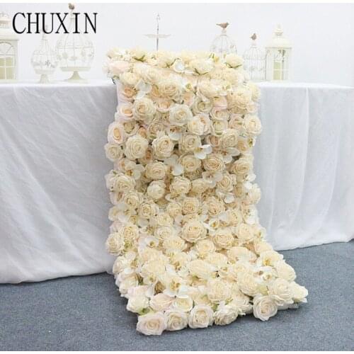 50cm White Flower Row Wall Bride Dining Table Background Photography Load Guide Table Runner Wedding Decorations Customizable