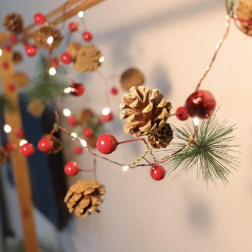 Christmas Tree String Lights Christmas Bell Pine Cones Wreath Tree Mistletoe Christmas Tree Party Decoration Lighting 2M 20LED