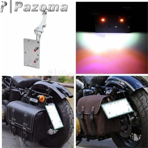 Chrome Aluminum Motorcycle Tail Light Side Mount License Plate Bracket for Harley XL883 XL1200 Iron883