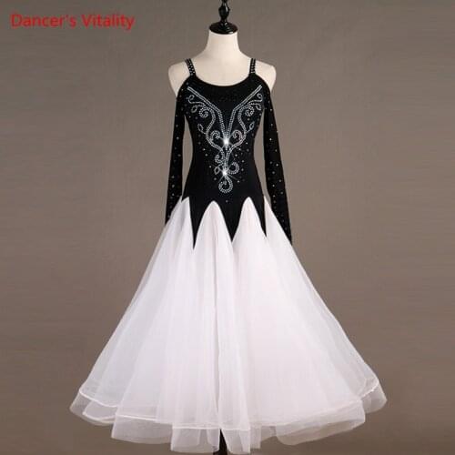 Custom Made Diamond Ballroom Dancing Competition Dresses Womens Ballroom Dresses Standard Dance Dresses Waltz Dance Wear