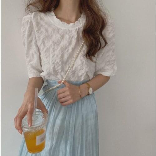 Korean New Vitality Girl Solid Color All-around Foreign Style Blouse 2020