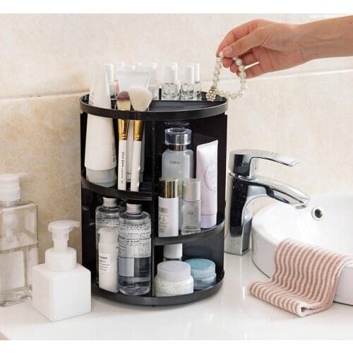 Cosmetic New Fashion 360-Degree Rotating Brush Holder Jewelry Shelf Detachable Beauty Organizer Makeup Storage Plastic Drawer