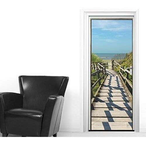 Creative Art Door Mural Path To Beach Wallpaper Wall sticker Decal Wall Decal Photo self adhesive home decor accessories