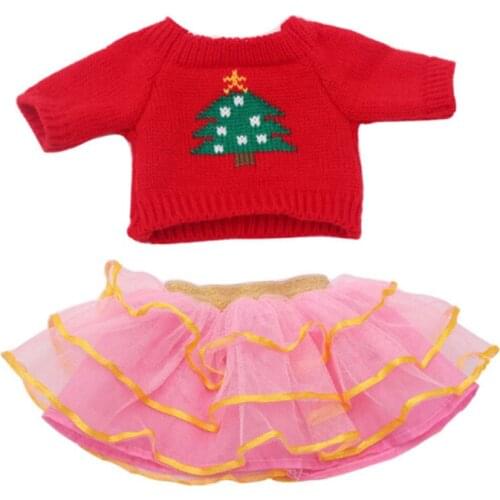 2 in 1 18 inch doll Red sweater and 3 layers lace skirt for 43cm baby dolls dress set birthday Gift