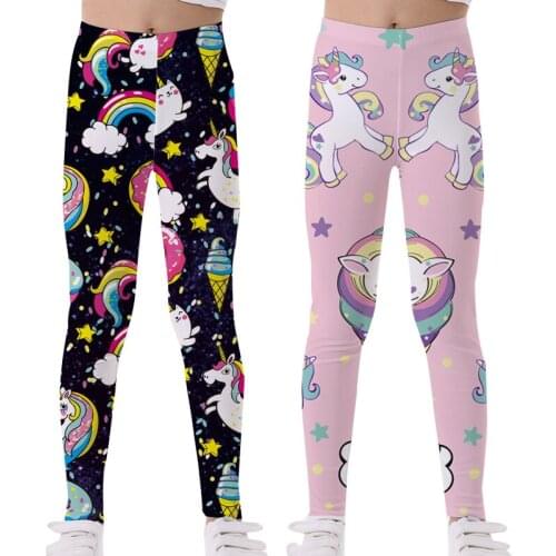 Baby girls leggings print unicorn rainbow cartoon kids casual fitness high waist leggings new children pants leggings kids