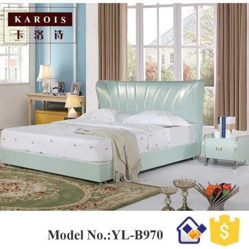 Shunde furniture market latest genuine leather queen size new models of beds