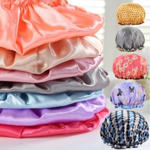 Fashion Multi-Color Printing Shower Cap Bathroom Supplies Ladies Double-Layer Thick Makeup Cap Beauty Hairdressing Hats Casual