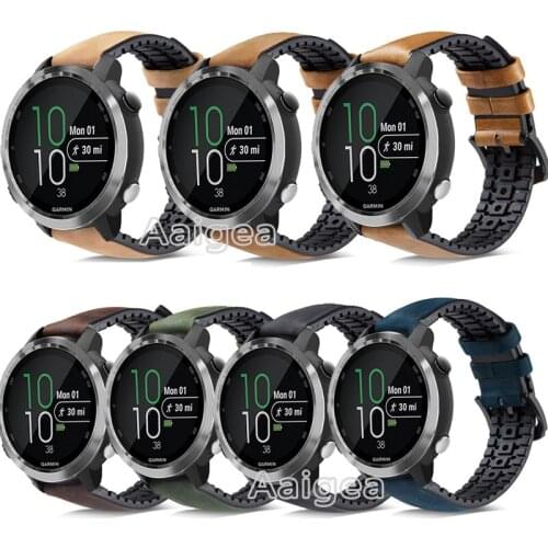 Fashion Leather Silicone Watch Strap Band for Garmin Forerunner 645 245/ vivoactive 3 /venu sq 20mm Wrist straps Bracelet