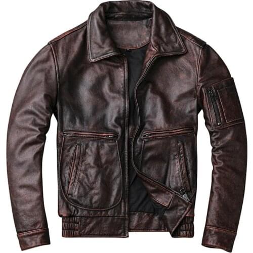 Motorcycle Cowhide Jackets Men 2020 High Quality Mens Real Biker Cow Leather Coats US Autos Overcoats Mens Brand Clothing A972